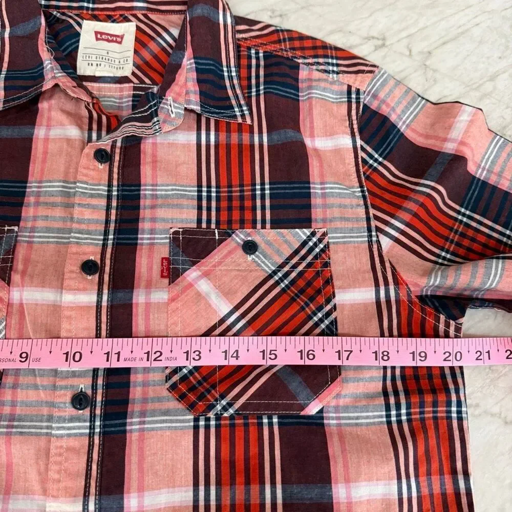 Levi's vintage men’s cotton blend short-sleeve button-down shirt plaid size S